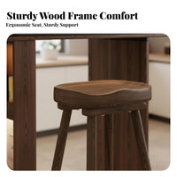 Backless Wooden Saddle Stool Rustic Aesthetic Backless Saddle Perch