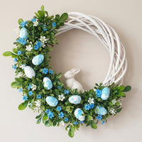 Easter Bunny Egg Wreath, Easter Wreath for Front Door, Easter Decorating Rattan Circle Wreaths Ornaments Cute Bunny for Homeowners, Party Planners, Gift, Entryway
