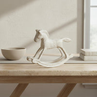 Cast Iron Rocking Horse Statue Retro Rocking Horse Figurine Antique Finish Decorative Item for Showroom, Sales Office, Entryway