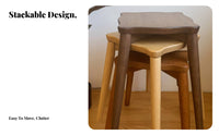Solid Wood Vanity Stool Rounded Corners Nordic Design Stool Easy to Assemble