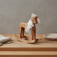 Wooden Rocking Horse Vintage Wooden Appearance Rocking Horse Ornament Rustic for Tabletop, Photography Prop