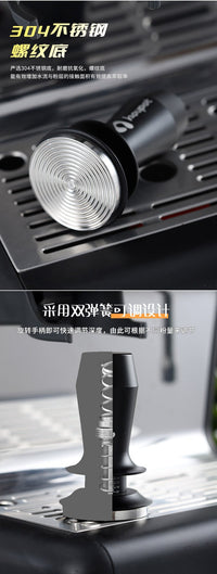 恒力双弹簧可调节咖啡压粉器不锈钢平衡弹力压粉锤51/53/58mm螺纹