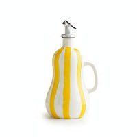 Ceramic Oil Bottle Striped Seasoning Dispenser Glazed Striped Bottle Ceramic Bottle with Distinctive Striped Pattern and Functional Handle Suitable for Cooking Home Storage Meal Serving