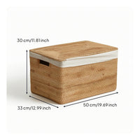 Rattan Storage Basket with Lid Small Lidded Rattan Basket Compact for Bedroom