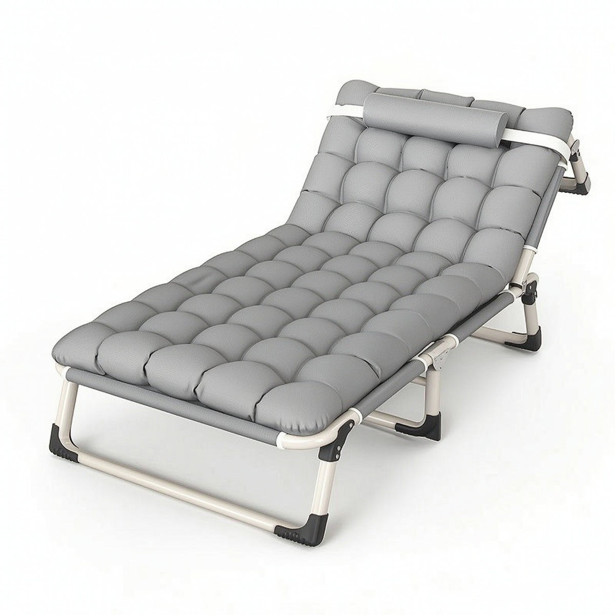 Multi-Position Foldable Reclining Bed Space-Saving Adjustable Recliner Compact Lounger Stable for Camping