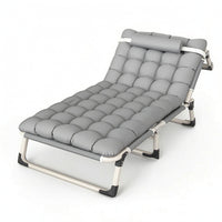 Multi-Position Foldable Reclining Bed Space-Saving Adjustable Recliner Compact Lounger Stable for Camping
