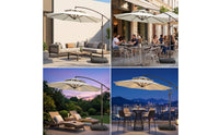 Offset Umbrella with Base Double-Top Cantilever Umbrella Resistant for Homeowners, Business Owners, Backyard, Commercial Seating