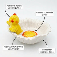Cute Duck Ceramic Bowl, Floral Pattern