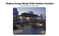 Gazebo with Swing Solid Roof Gazebo with Seating Multi-Functional Design Garden Swing Canopy for Families, Homeowners, Backyard, Patio, Deck