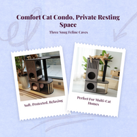 Cat tree with condo, scratching post, and rest area