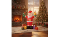 Smiling Inflatable Santa with Gift Boxes Festive Christmas Inflatable Giant Yard Decoration Lightweight for Porch