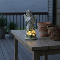 Solar Angel Garden Light Rechargeable Battery Resin Angel Ornament Light