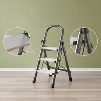 3 Step Ladder Foldable Folding Step Ladder Lightweight for Seniors
