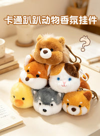 Cartoon Lying Animal Plush Pendant Fox Raccoon Lion Husky Cat