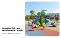 Combination Slide Playset Anti-Slip Handrails Multi-Activity Play Center Easy Climb Steps Amusement Park Equipment for Young Children, Kindergarten