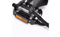 Nylon Straps Exercise Bike Pedals Textured Grip Surface Toe Strap Pedals Metal Body Toe Clip Pedal Curved Guard