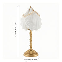 Ocean-Inspired Shell Lamp Vintage Lamp with Pearl Trim Pleated Pearl Light White for Bedroom, Reading Corner