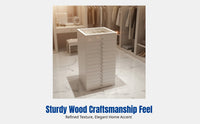Wooden Jewelry Box, Hardwood Storage Cabinet with Fingerprint Lock, Multitier Organizer for Necklaces, Earrings, Rings