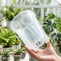 Clear Plant Pots with Drainage and Slotted Walls, Resin Repotting Pots for Home Gardening, Portable Flower Pots with High Underground Visibility