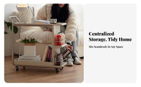 2-Tier Rolling Shelf Space-Saving Side Table Multi-Functional for Studio, Office