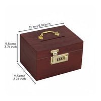 Wooden Piggy Bank with Combination Lock Treasure Chest Home Decoration for Adults