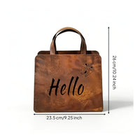 Handbag Planter with Curved Handle Rusted Handbag Planter Double-Sided Decorative Bag-Shaped Flower Pot for Fence, Entryway