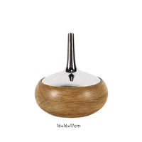 Storage Bowl with Lid Wood-Grain Candy Dish with Lid Stainless Steel Servingware for Countertop