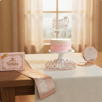 5 Pieces Numbered Birthday Crown Sash Kit Adjustable Fit for Girls