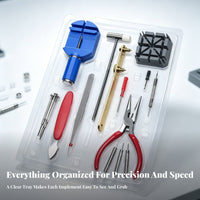 Professional Watch Repair Tool Kit | Organized Storage Tray Metal Construction, Watch Replacement Tool Kit, for Home