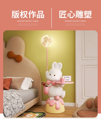 卡通可爱兔子床头柜替代品一体带灯卧室儿童房女床边柜小型置物架