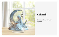 2D Reading Girl decor Ornament Presentable Ramadan Acrylic Moon decoration for Desktop, Cabinet Party Festival
