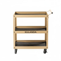 3-Tier Rolling Plant Cart Multifunctional Display Shelf Hollow-Carved Design
