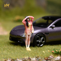 VM 1/64抬手遮阳女生微缩人偶 微缩场景模型搭配3D彩色打印小人偶
