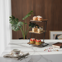 Dessert Stand with Wooden Shelves Rustic 3 Tier Cake Stand Modern Tiered Serving Platter for Party Hosts, Home Entertaining