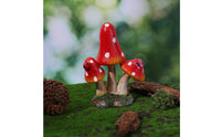Resin Toadstool Sculpture Whimsical Design Red Toadstool Figurine Vibrant Colors