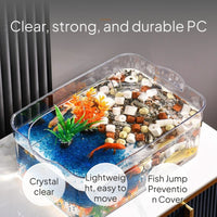 Transparent Desktop Aquatic Habitat with Lid for Small Pets