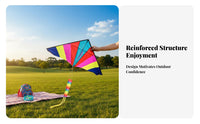 Ready to Fly Large Triangle Kite Tear-Resistant Material Rainbow Delta Kite Long-Lasting Outdoor Toy High Quality Materials for Adults, Beginners, Family, Park, Summer Vacation, Windy Days