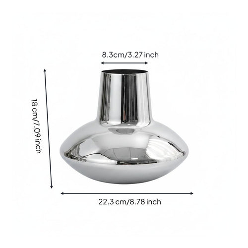 Stainless Steel Vase Minimalist Design Modern Vase High Shine Finish Decor Item for Living Room