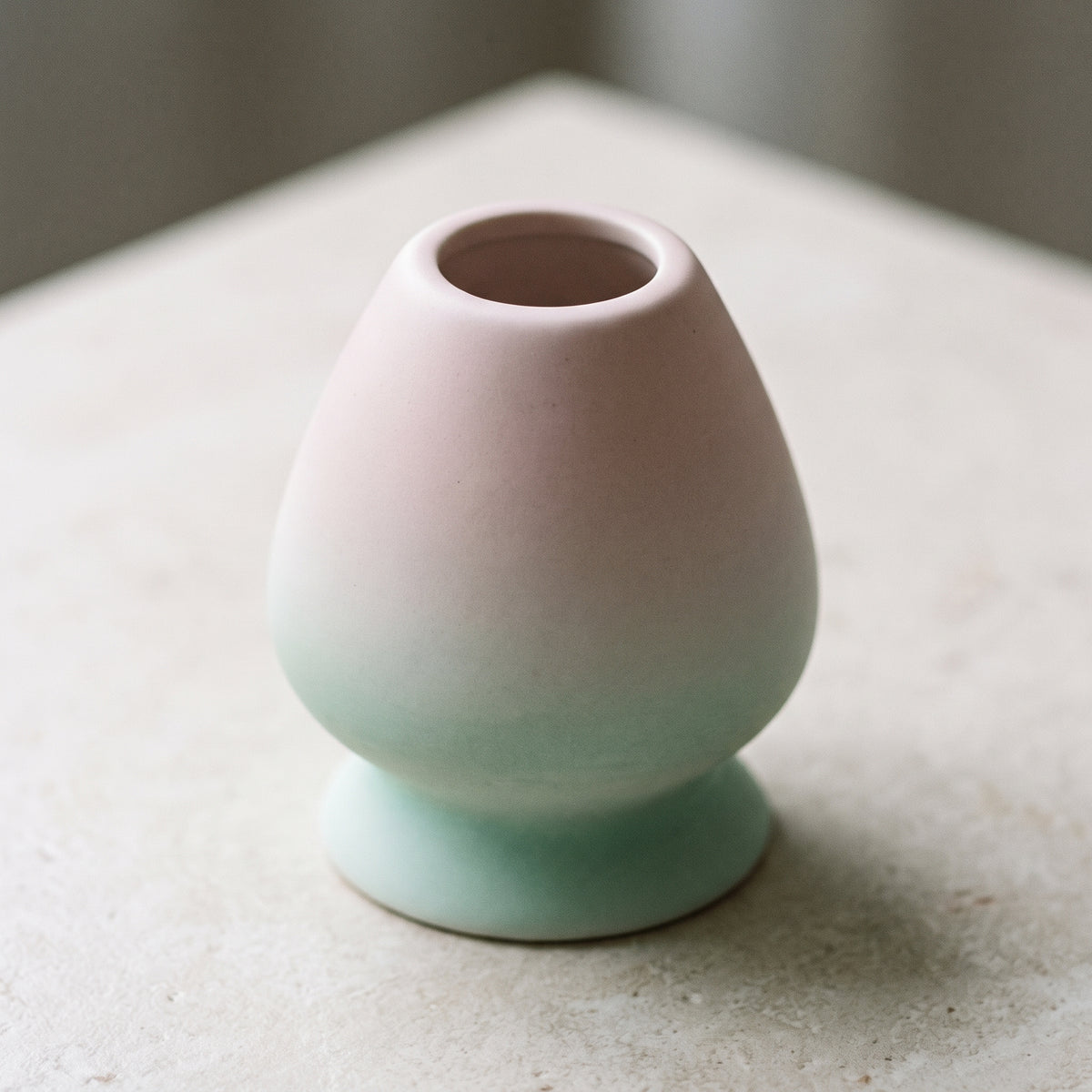 Gradient Pink-Green Matcha Tea Ceremony Set with Whisk Stand, Bowl, and Gift Box Options