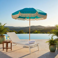 Tassel Beach Umbrella Water Resistant Canopy Tassel Fringe Umbrella Waterproof Fringed Garden Parasol for Patio, Poolside