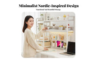 Multi-Layer Design Desk Hutch with Pegboard Space Saving Desktop Organizer Anti-Fall Baffle Tabletop Shelf Stable Construction for Students, Downice Workers, Study Room, Dormitory, Bedroom