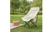 Foldable High Back Camping Chair Portable Moon Chair Comfortable Furniture Compact for Campers, Anglers, Picnics, Fishing, Backyard