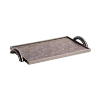 Tray with Handles Textured Rectangular Tray with Metal Handles Elegant for Coffee Table
