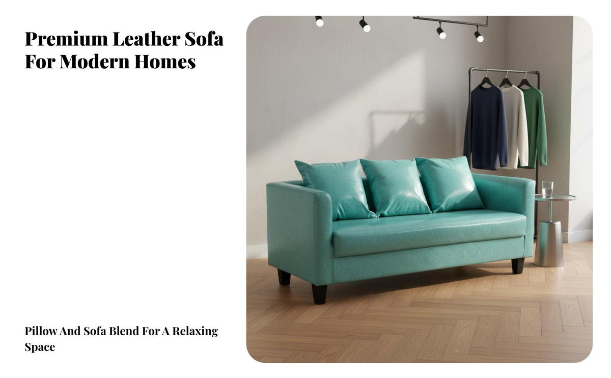 Easy to Clean 2 Seater Faux Leather Sofa High-Density Foam Cushion Modern 2 Seater Sofa Long-Lasting Construction Faux Leather Loveseat Soft Texture for Couples, Office Workers, Students, Bedroom, Retail Shop