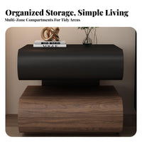 Stacked Curved-front End Table Modern Nightstand Bedside Cabinet Spacious Drawer Faux Leather Construction Suitable for Homeowners Adults Home Decor Apartment Hallway