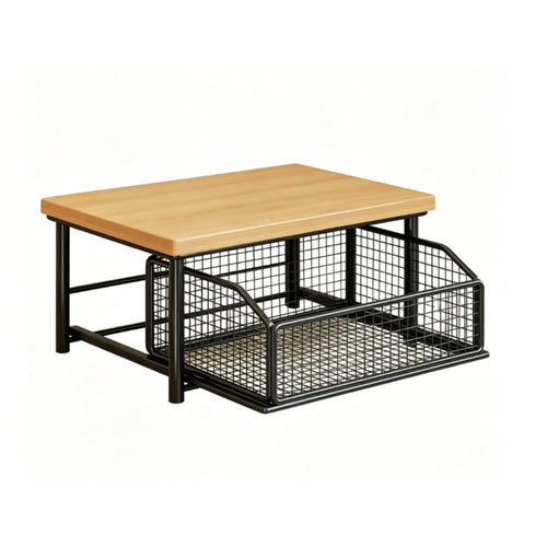 Countertop Sliding Drawer Rack Pull-out Basket Organizer Stable Structure Cup and Spices Storage Shelf for Office, Under Sink