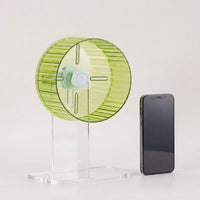 Silent Hamster Wheel with Adjustable Stand, 17cm Transparent Gerbil Wheel, Sturdy Exercise Spinner with Ridged Surface for Small Animals