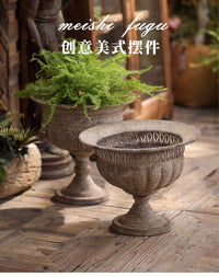 罗马柱阳台大口径装饰摆件 户外高脚庭院花园奖杯花器 欧式大花盆