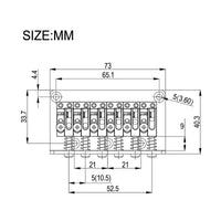 吉他琴桥73x40.3MM拉弦板底后穿弦双通道10.5弦距多点调节 黑金铬