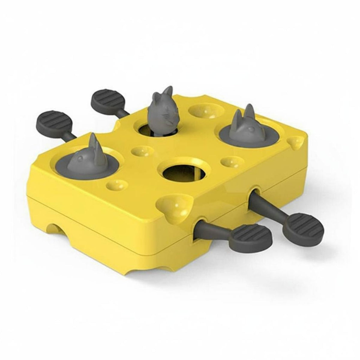 Self-Entertaining Cheese Box Feline Toy Slow Feeder Whack a Rodent Feline Toy Mental Enrichment Pet Supply